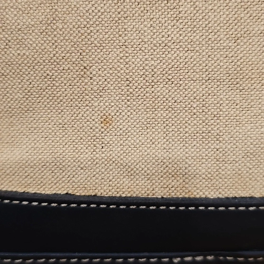 Coach Linen & Navy Leather Vintage Pochette A0C-6115 EUC